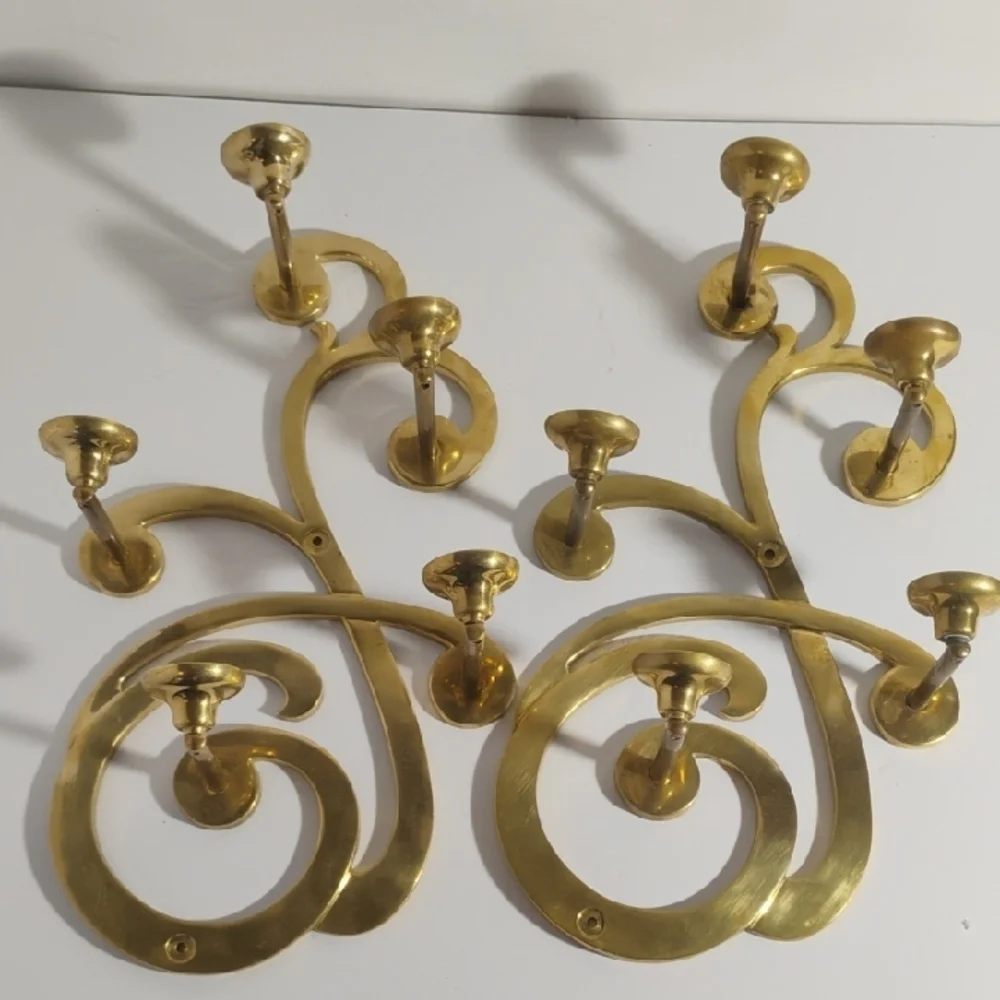 Vintage 1983 Sarheid LTD Brass Wall Hanging Candle Holders Scones Made In Korea